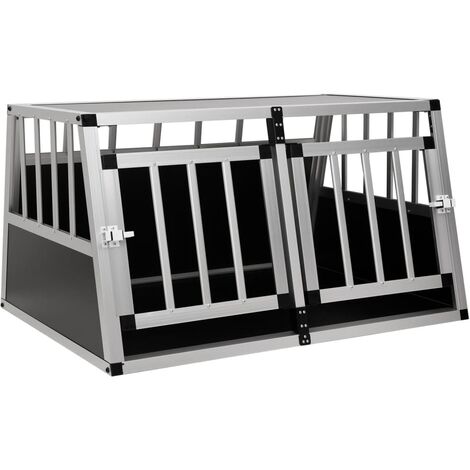 Vidaxl – Caisse de transport pour chien 89x69x50 cm – Aluminium et MDF – 2 portes – Raccords d'angle en plastique – Légère et facile à transporter