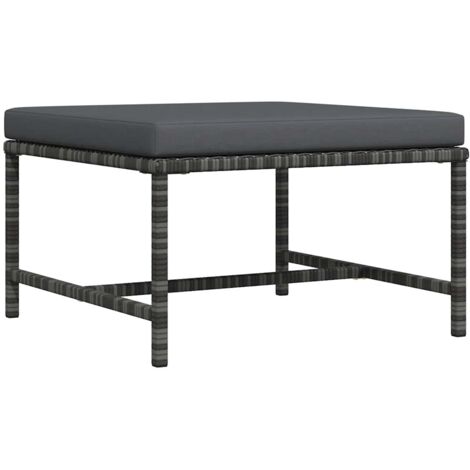 vidaXL Sectional Footrest with Cushion Grey Poly Rattan