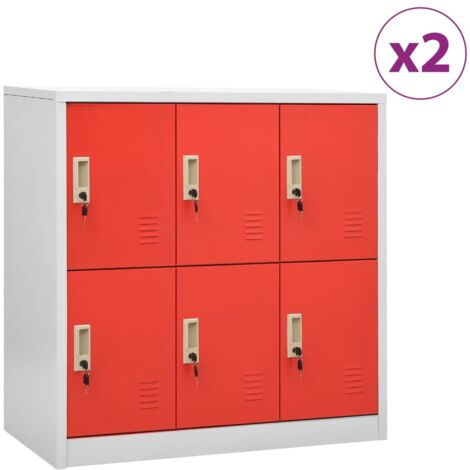 Armoires à casiers 2 pcs Gris clair et rouge 90x45x92,5cm Acier vidaXL