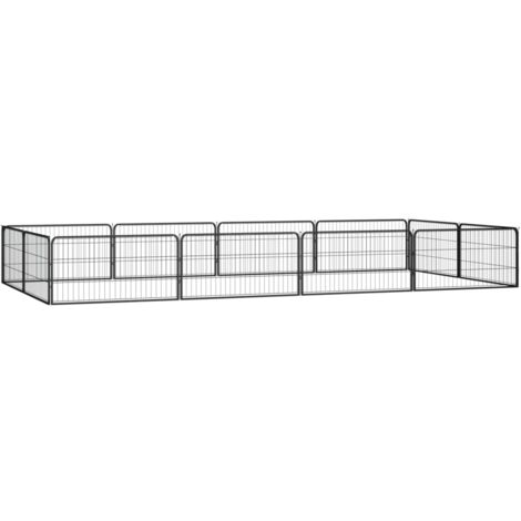 Parc pour chien 12panneaux Noir 100x50cm Acier enduit de poudre vidaXL