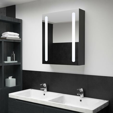 Vidaxl – Armoire murale de salle de bain avec miroir LED 50x13x70 cm – MDF mélaminé – 3 étagères – Charnières tampon – Interrupteur intégré