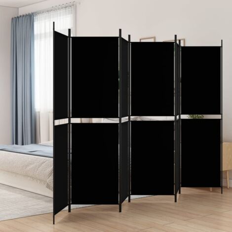 Cloison de séparation 6 panneaux Noir 300x200 cm Tissu