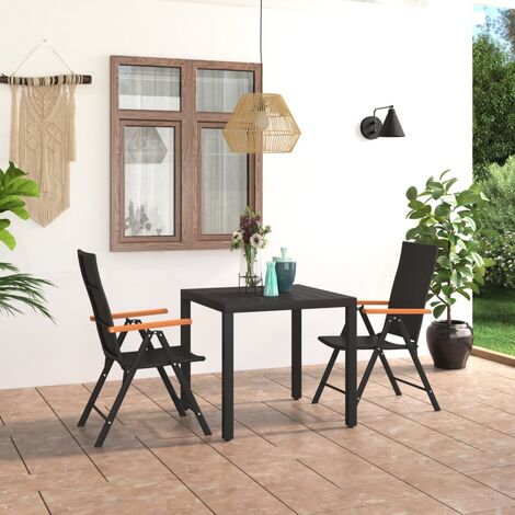 Ensemble à manger de jardin 3 pcs noir et marron vidaXL (1/5)