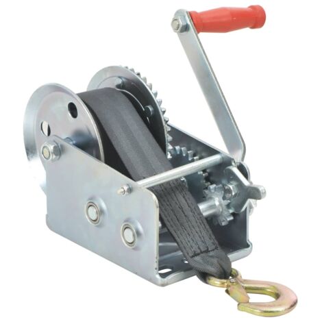 Vidaxl – Treuil manuel 1130 kg avec sangle 8 m – Sangle en polyester résistante à la corrosion – 2 vitesses pour remorquage efficace