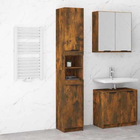 vidaXL Bathroom Cabinet Smoked Oak 32x34x188,5 cm Engineered Wood (1/5)