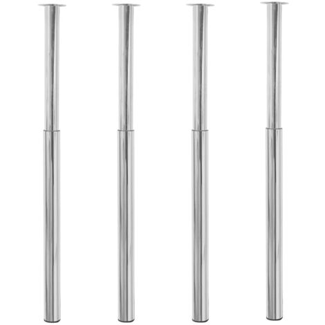 Vidaxl – Pieds de table télescopiques 4 pcs chromés 710 mm – 1100 mm – Fer robuste pour tables de bar et bureaux – Installation rapide