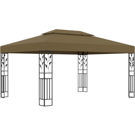 Tonnelle avec double toit 3x4 m Taupe 180 g/m² vidaXL