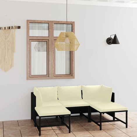 vidaXL 5 Piece Garden Lounge Set with Cushions Poly Rattan Black (313509+313516) (1/5)