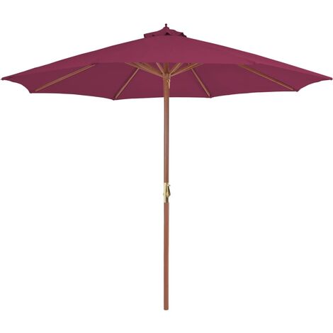 Parasol d'extérieur avec mât en bois 300 cm rouge bordeaux vidaXL