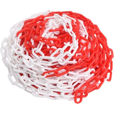 vidaXL Chaîne d'avertissement Rouge et blanc 30 m Ø4 mm Plastique