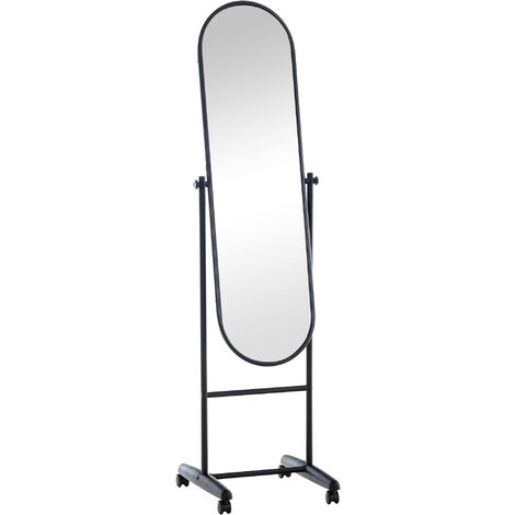 Miroir sur pieds Nane avec roulettes Noir (1/8)