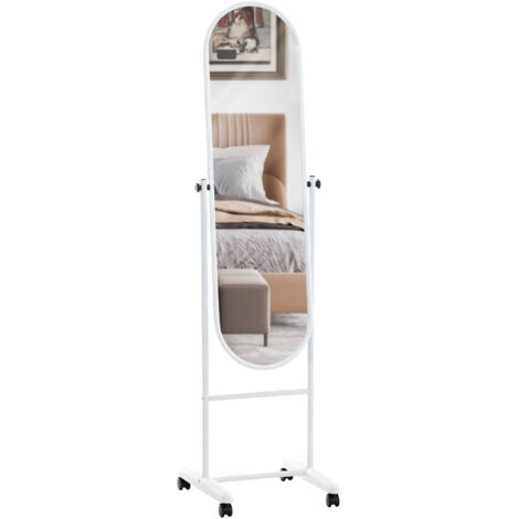Miroir sur pieds Nane avec roulettes Blanc (1/5)