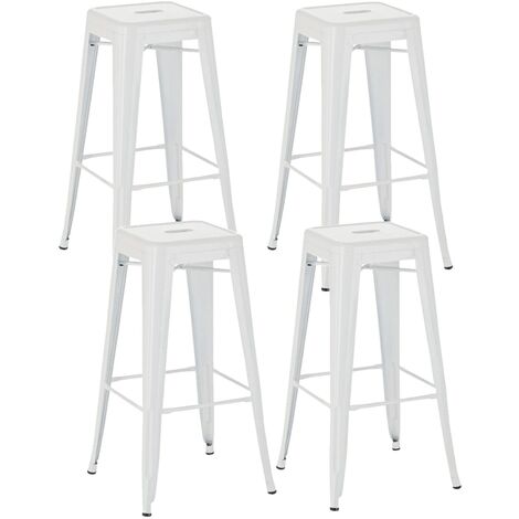 Lot de 4 tabourets de bar  en métal empilables Joshua Blanc