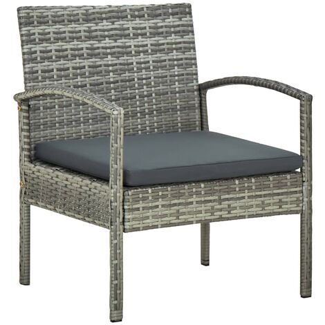Chaise de jardin avec coussin Résine tressée Gris vidaXL