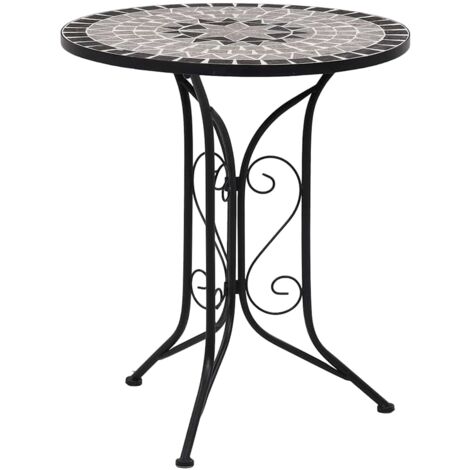 Vidaxl – Table de bistro mosaïque 60 cm – Cadre en fer laqué – Dessus en céramique facile à nettoyer – Pour balcon et jardin