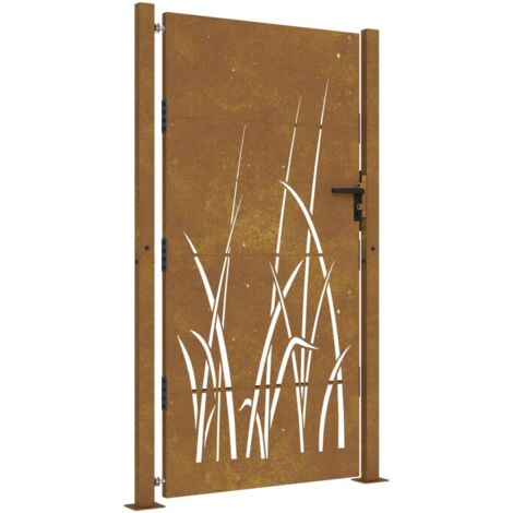 Portail de jardin 105x180 cm acier corten conception d herbe