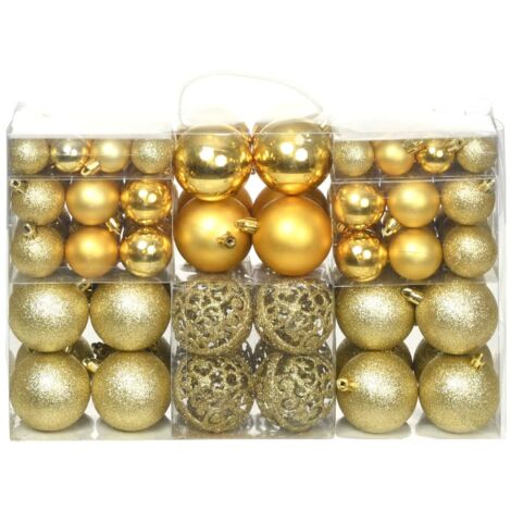 vidaXL 100 Piece Christmas Ball Set 3/4/6 cm Gold (1/8)