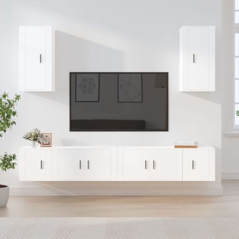 vidaXL 6 Piece TV Cabinet Set White Engineered Wood (1/5)