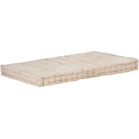 Vidaxl – Coussin de plancher palette 120x80x10 cm – Tissu 100% coton beige – Confort optimal pour bancs et canapés extérieurs