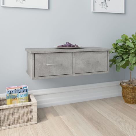vidaXL Wall-mounted Drawer Shelf Concrete Grey 60x26x18,5 cm Engineered Wood