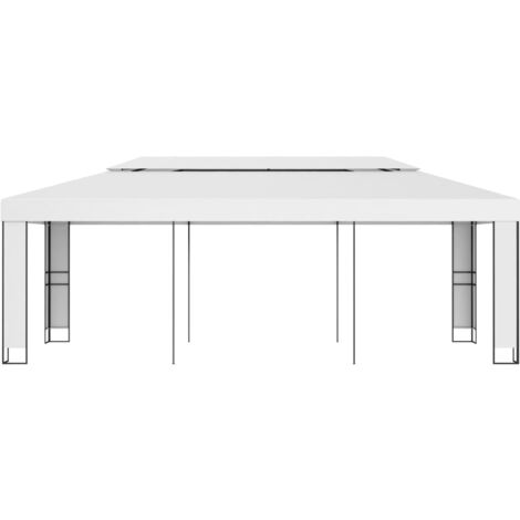 vidaXL Gazebo with Double Roof 3x6 m White (1/6)