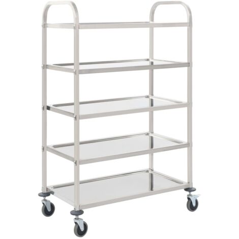 Chariot de cuisine à 5 niveaux 107x55x147 cm Acier inoxydable vidaXL