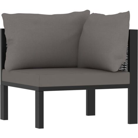 vidaXL Sectional Corner Sofa with Left Armrest Poly Rattan Anthracite (1/7)