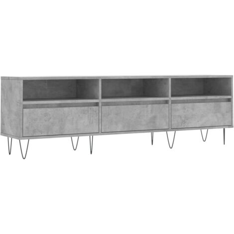 Meuble TV gris béton 150x30x44,5 cm bois d'ingénierie