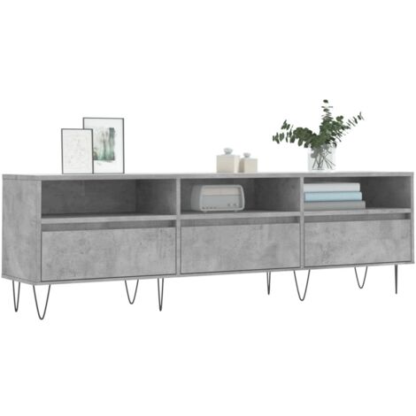 Meuble TV gris béton 150x30x44,5 cm bois d'ingénierie