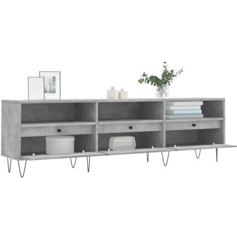 Meuble TV gris béton 150x30x44,5 cm bois d'ingénierie