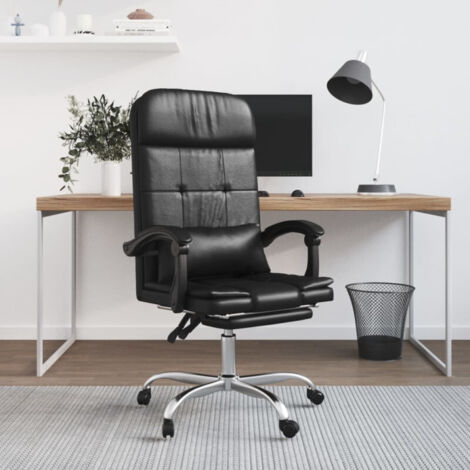 vidaXL Massage Reclining Office Chair Black Faux Leather (1/5)