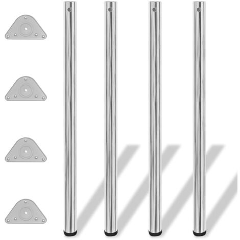 Vidaxl – Pieds de table réglables en hauteur 1100 mm – Acier chromé – Pour sols inégaux – Lot de 4