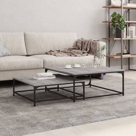 Vidaxl – Tables basses gigognes 2 pcs en bois d'ingénierie sonoma gris – Dimensions L: 80x80x35 cm, S: 70x70x25 cm – Design contemporain pour petits espaces