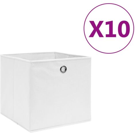 vidaXL Storage Boxes 10 pcs Non-woven Fabric 28x28x28 cm White