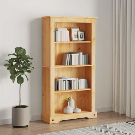 Vidaxl – Bibliothèque 4 étagères en pin mexicain – Dimensions 80x29x150 cm – Style rustique pour bureau ou salon – Assemblage facile