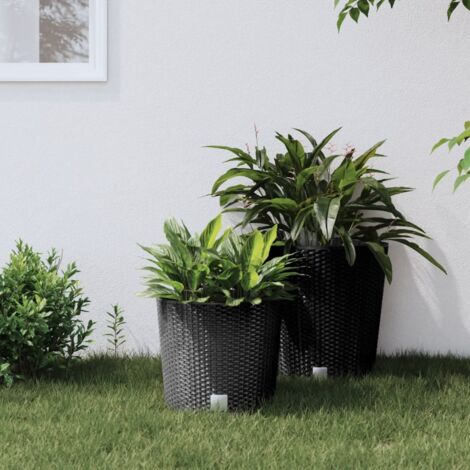 vidaXL Planter with Removable Inner Anthracite 15 / 15,3 L PP Rattan (1/5)