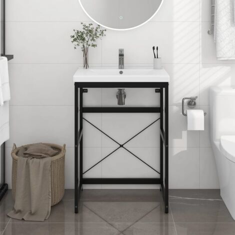 Cadre de lavabo de salle de bain Noir 59x38x83 cm Fer vidaXL