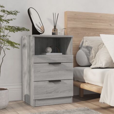 Vidaxl – Table de chevet en bois d'ingénierie gris sonoma – 2 tiroirs – Résistant à l'humidité – Design élégant pour rangement pratique