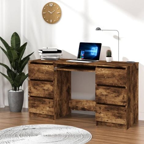 Bureau en chêne massif avec tiroir, bureau en bois massif, bureau  industriel pour bureau à domicile, grand bureau, 140x60 cm -  France