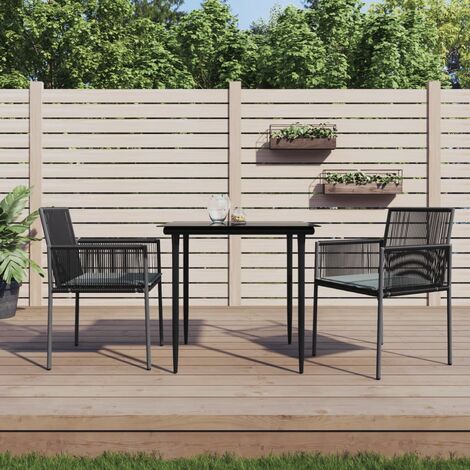 vidaXL Garden Chairs with Cushions 2 pcs Black 54x60,5x83,5 cm Poly Rattan (1/5)