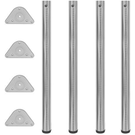 4 pieds de table réglables en hauteur 870 mm Nickel brossé vidaXL