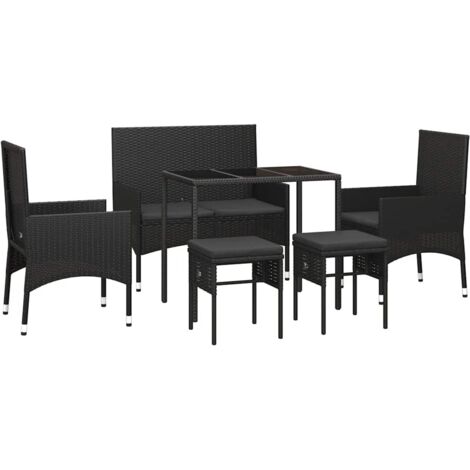 vidaXL 6 Piece Garden Lounge Set with Cushions Black Poly Rattan (1/5)