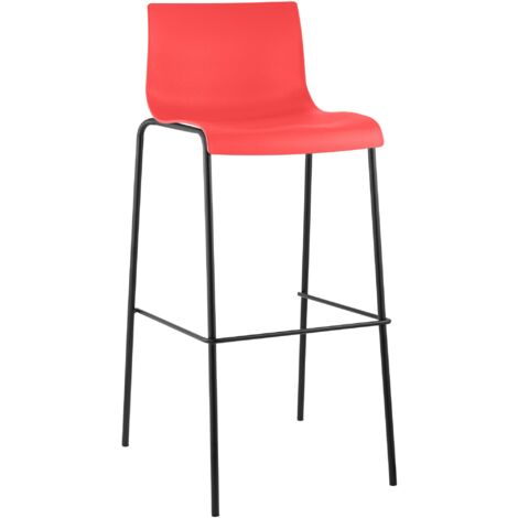 Tabouret de bar Hover 4 pieds - Assise Plastique Rouge Noir (1/5)