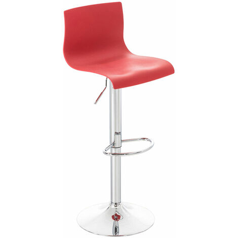Tabouret de bar Hover Réglable en Hauteur Assise Plastique Rouge Métal chromé (1/5)