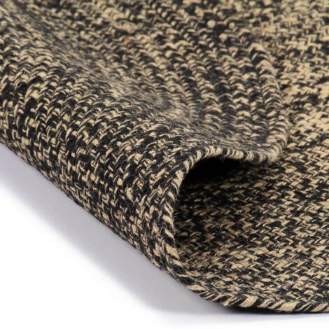 Tapis fait à la main Jute Noir et marron 210 cm