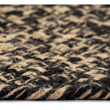 Tapis fait à la main Jute Noir et marron 210 cm