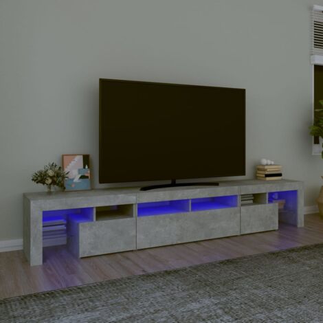 Meuble TV avec lumières LED Gris béton 230x36,5x40 cm vidaXL