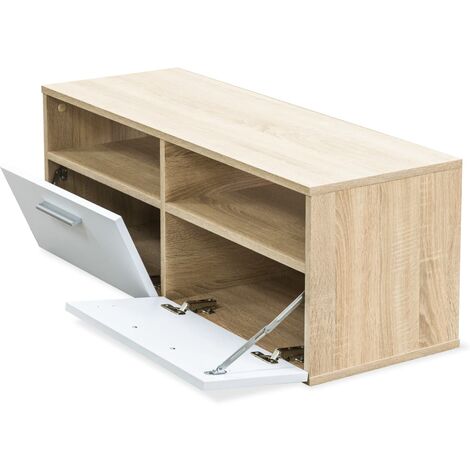 Meuble TV Aggloméré 95 x 35 x 36 cm Chêne et blanc