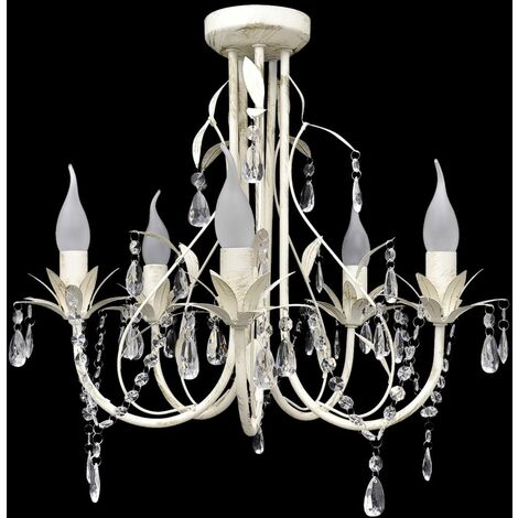 Lustre suspendu en cristal 5 douilles d'ampoule vidaXL