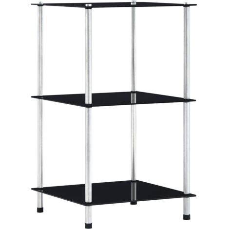 vidaXL 3-Tier Shelf Black 40x40x67 cm Tempered Glass